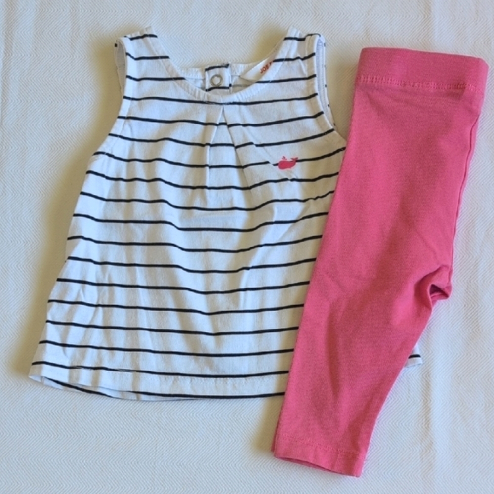 joe fresh striped cotton tank top & leggings matching outfit set 3-6 months baby